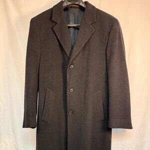 Men's London Fog Single Breasted Coventry Overcoat Wool Blend - Size 40R Black